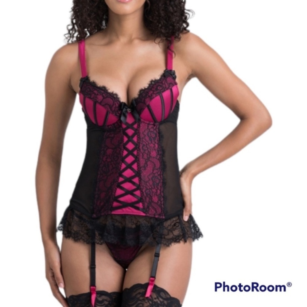 LOVEHONEY Lace Up Bustier Corset